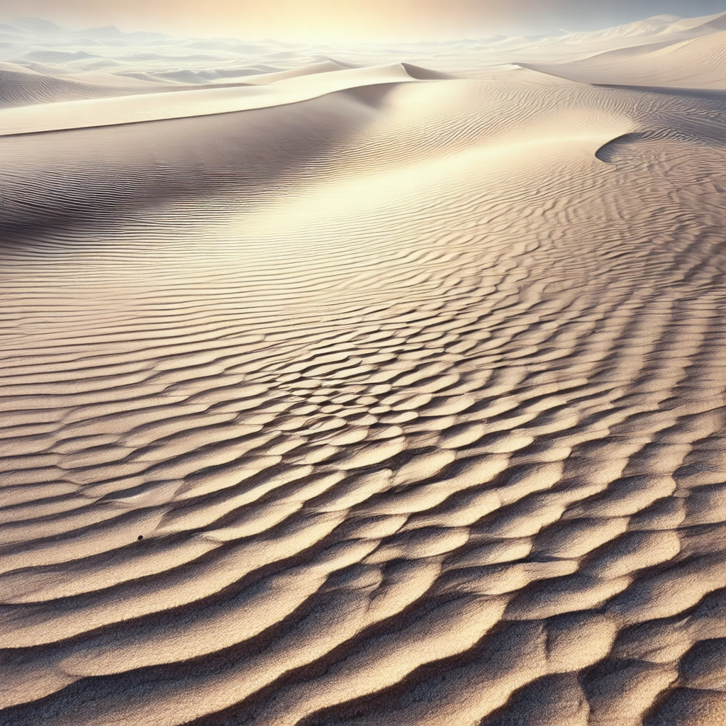 Sandy desert landscape with a dune in the foreground