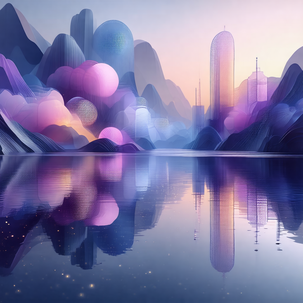 Digital painting of a futuristic cityscape, featuring a l...