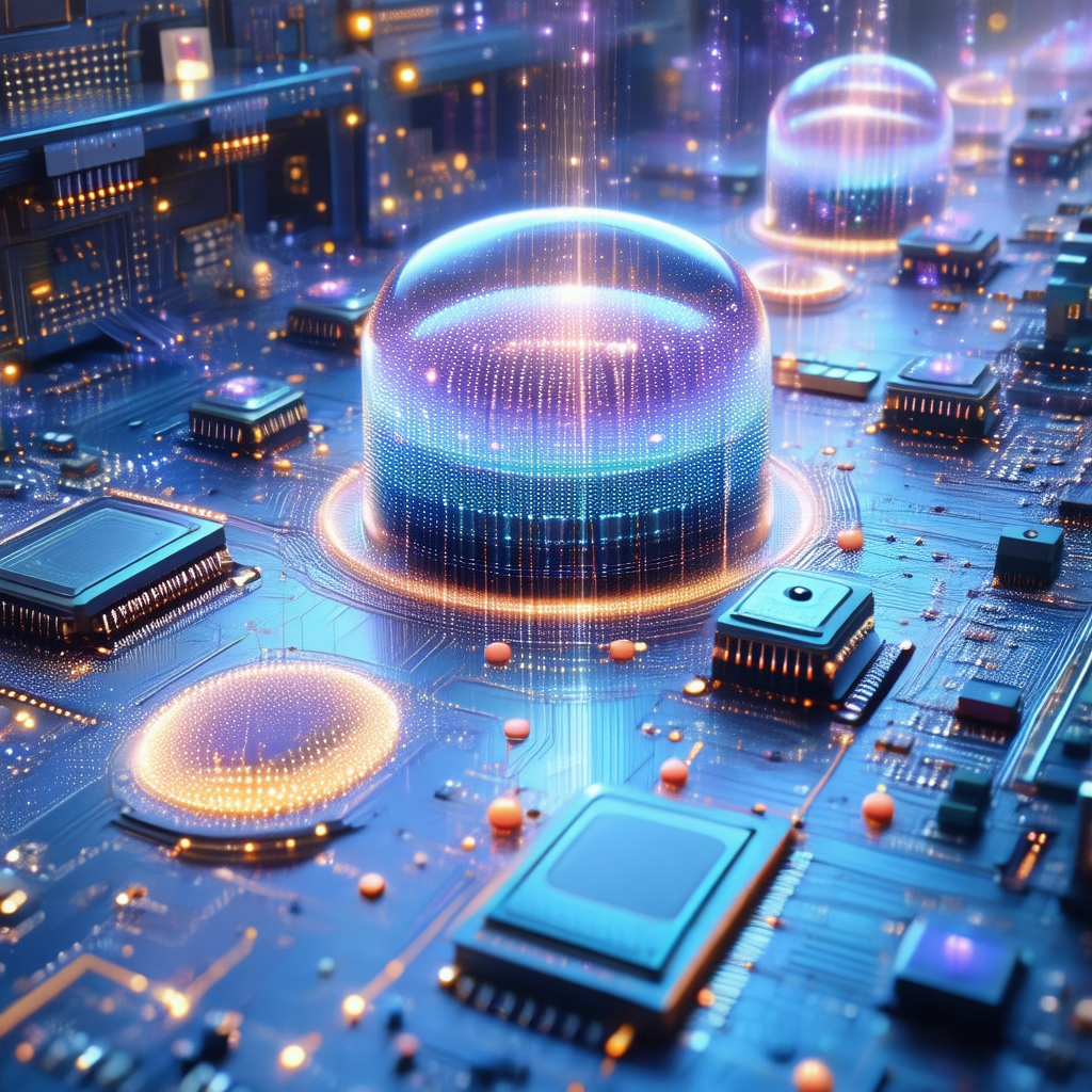 Futuristic cityscape with a blue and purple color scheme