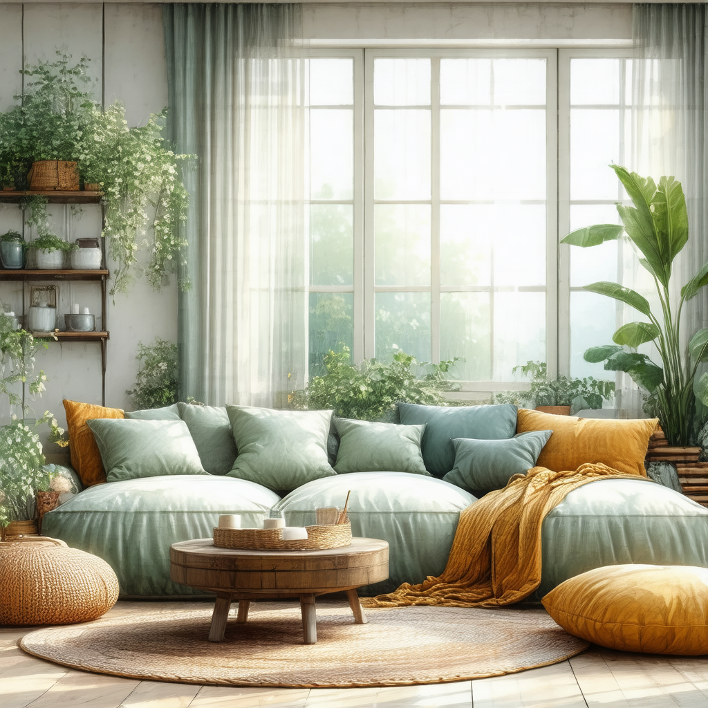 Cozy living room with a large couch and a coffee table
