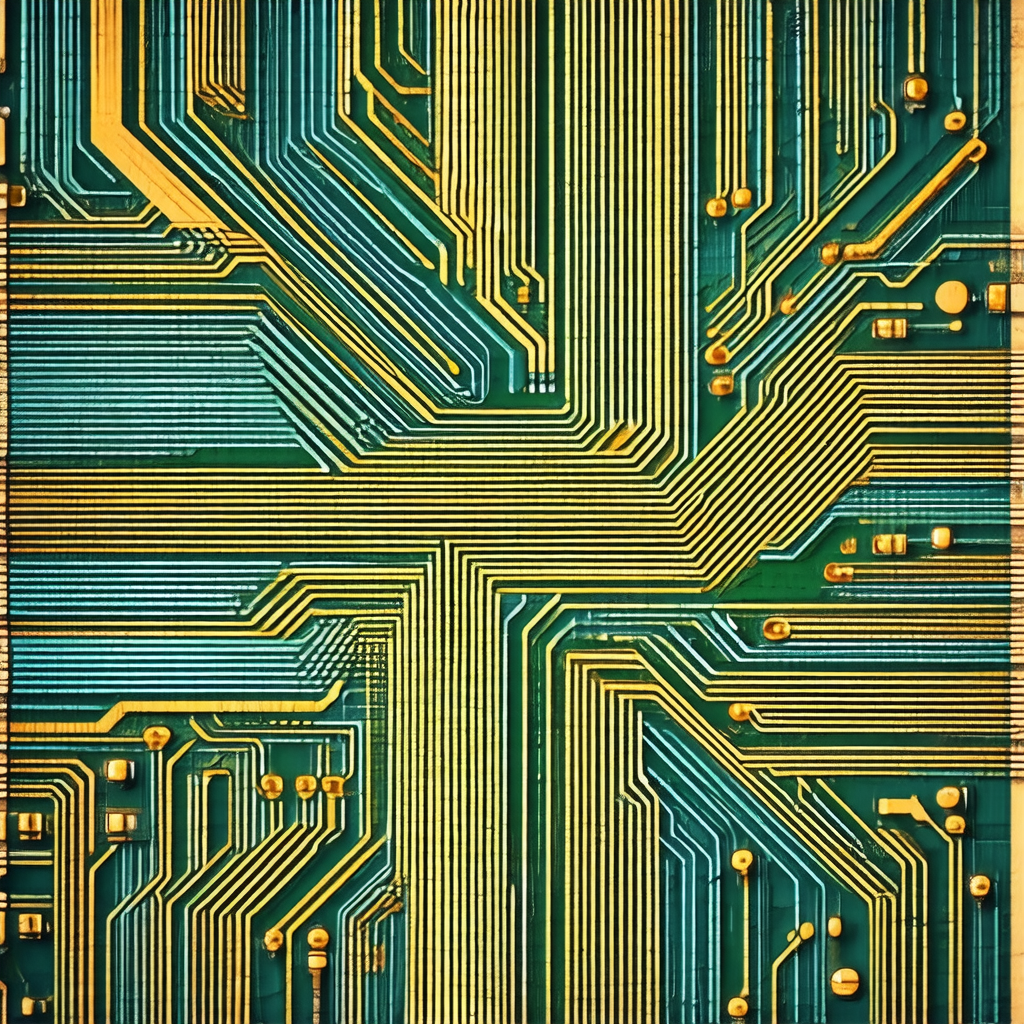 Close-up of a computer circuit board with a cross symbol ...