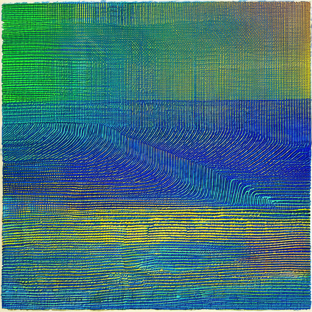 Colorful painting of a beach scene