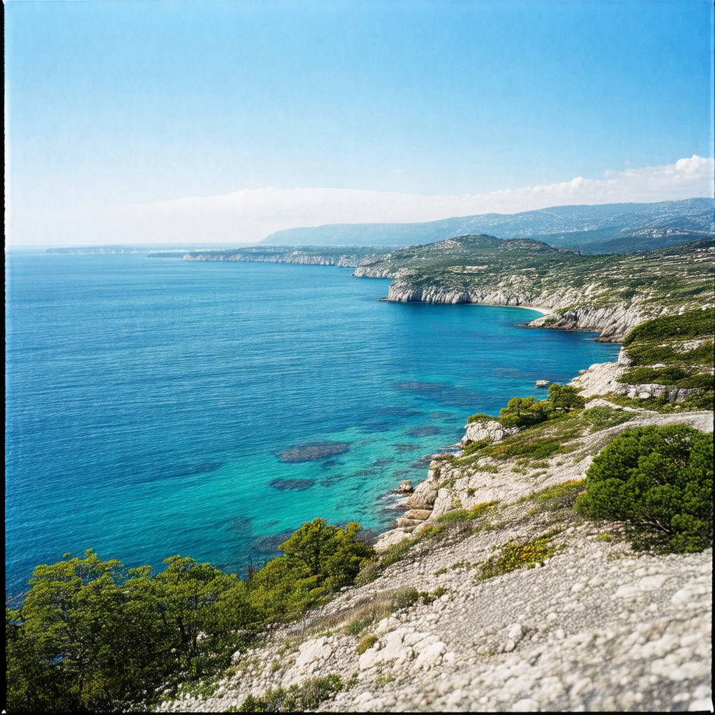 Beautiful view of the ocean from a hillside