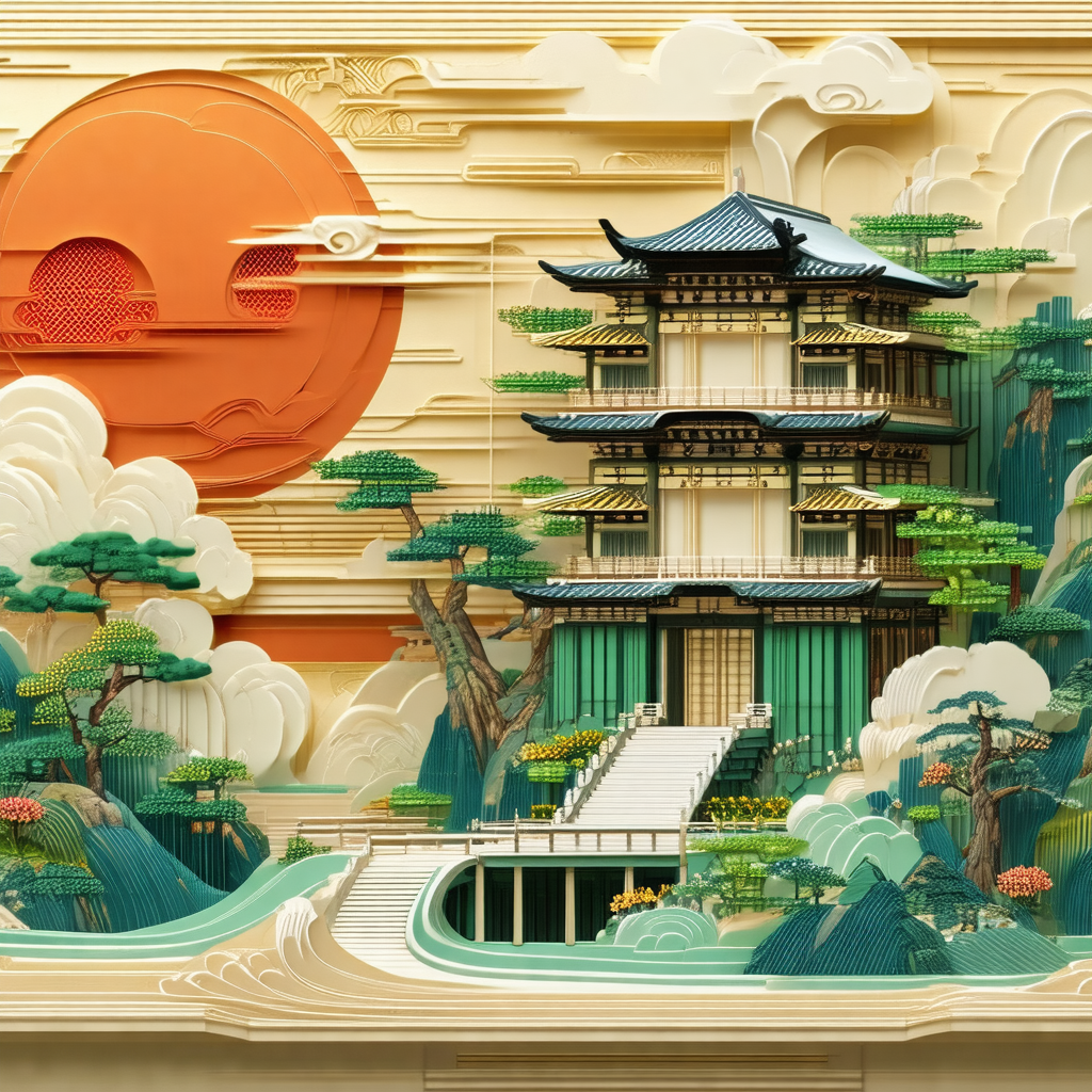 Large, intricately designed building with a chinese archi...