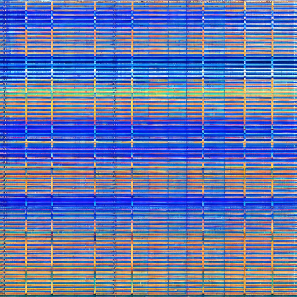 Close-up of a blue and yellow striped pattern