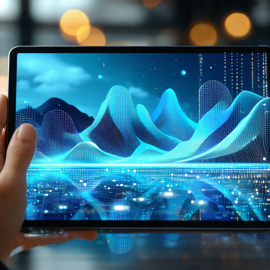 Person holding a tablet computer, which is displaying a b...