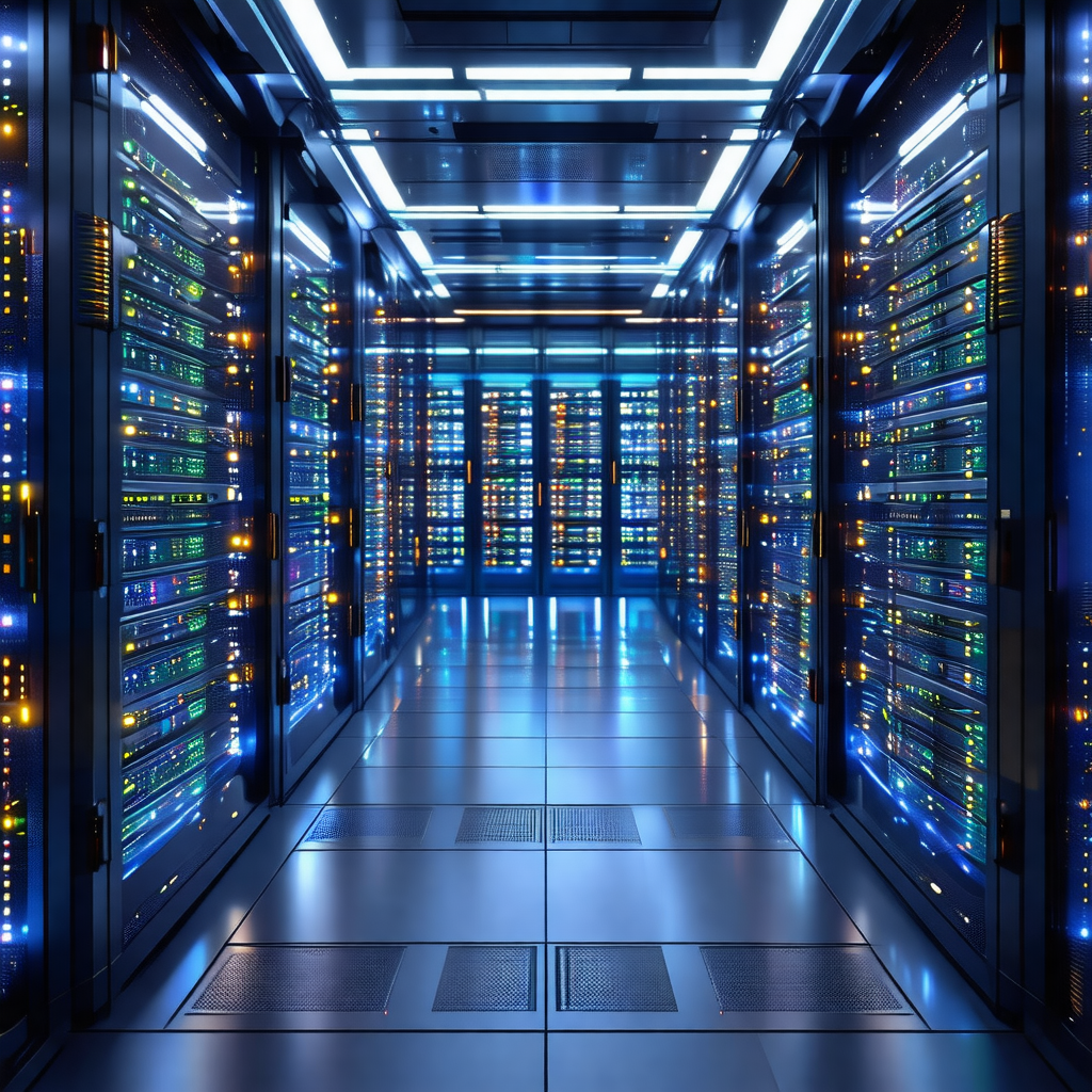 Large, well-lit room filled with rows of computer servers