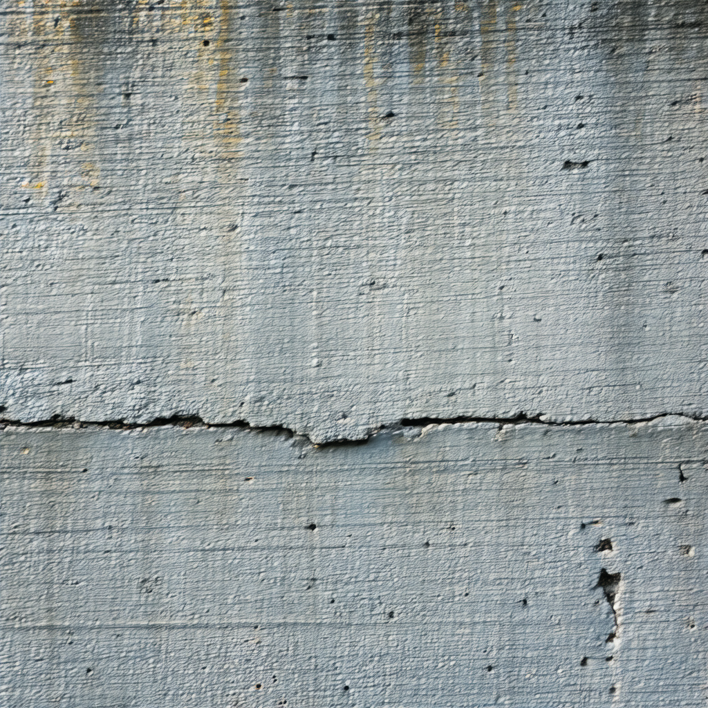 Large, cracked concrete wall with a blue tint
