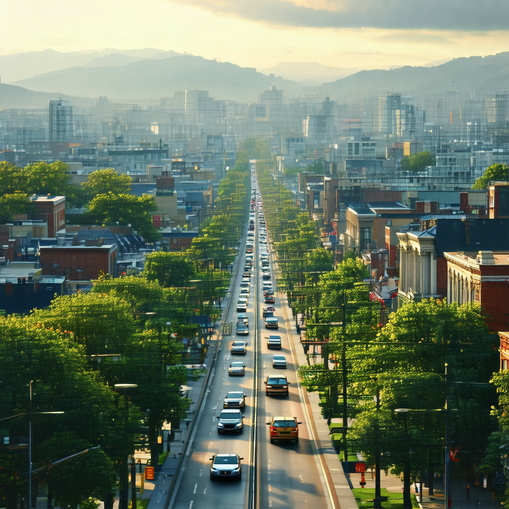 Busy city street filled with traffic