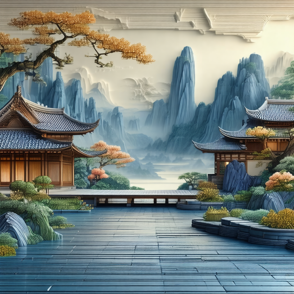 Beautifully designed garden with a large pond in the center