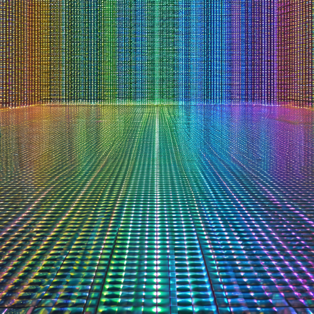 Colorful, rainbow-like pattern on a floor