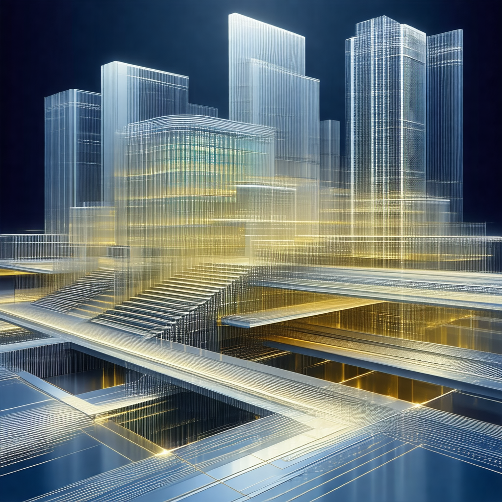 Futuristic cityscape with a large building in the center