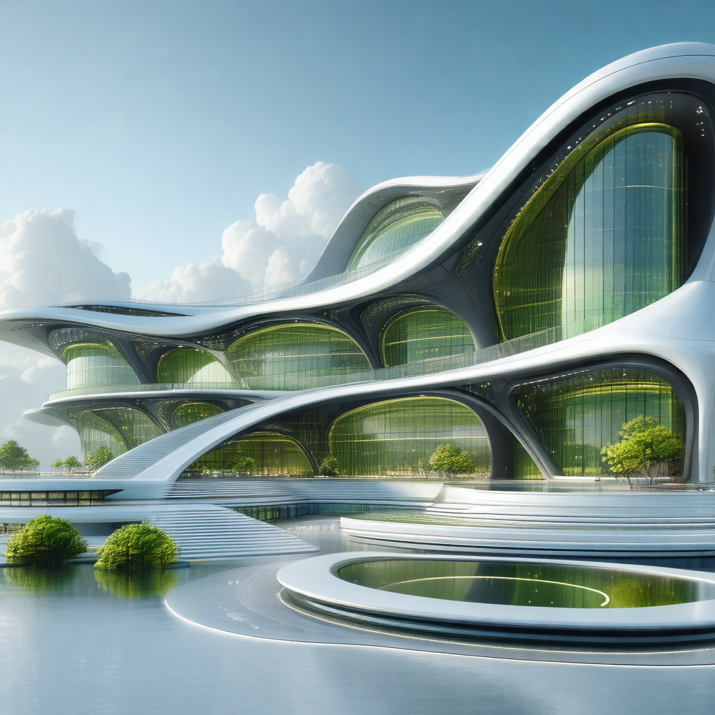Large, futuristic building with a unique design