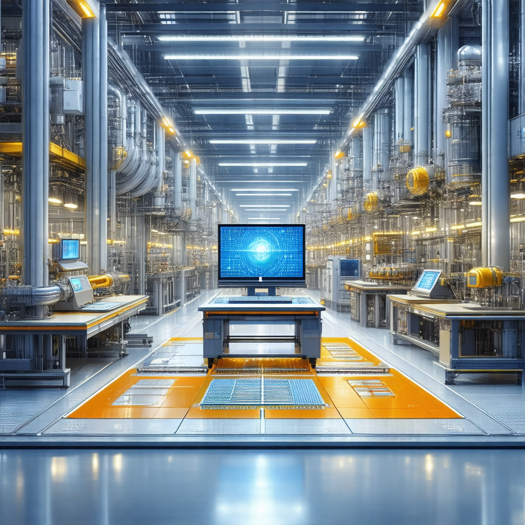 Large factory with a television mounted on the wall