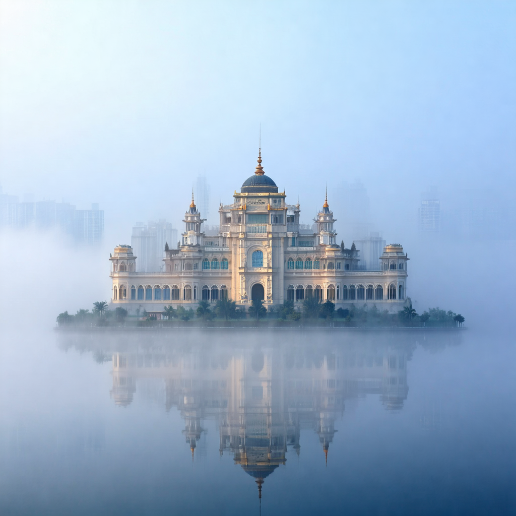 Large, ornate building with a golden dome, situated on a ...