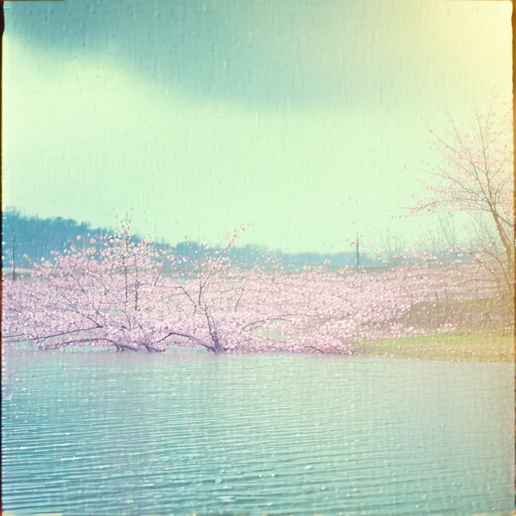 Beautiful scene of a river filled with pink flowers