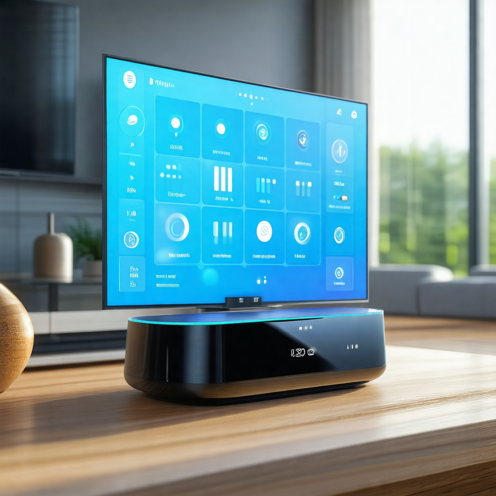 Large flat screen tv sitting on a wooden table
