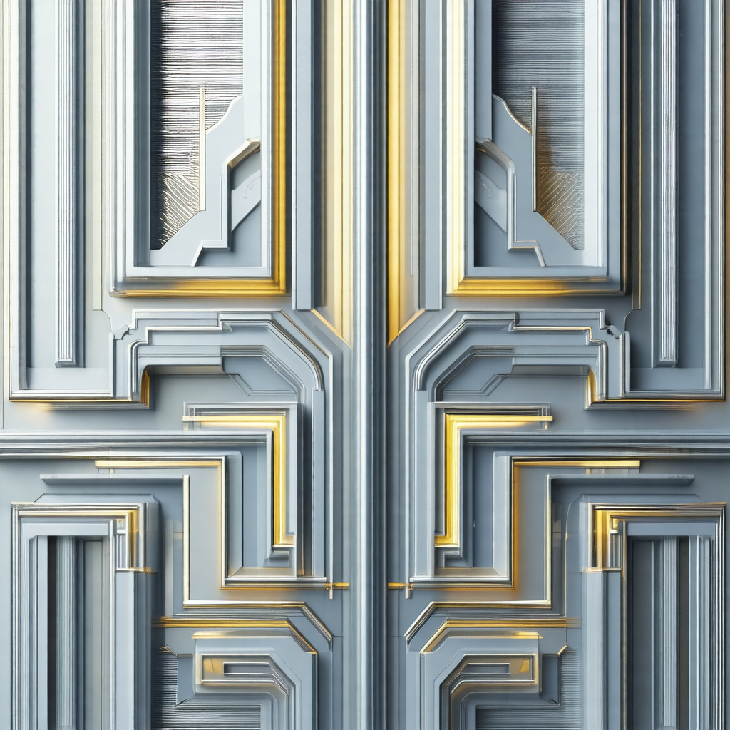 Large, ornate door with a gold and blue color scheme