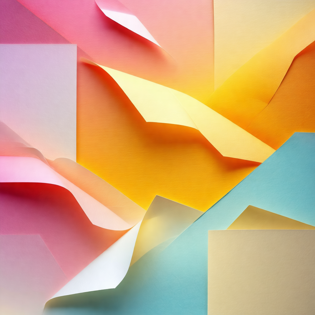 Colorful collage of various colored paper, including pink...