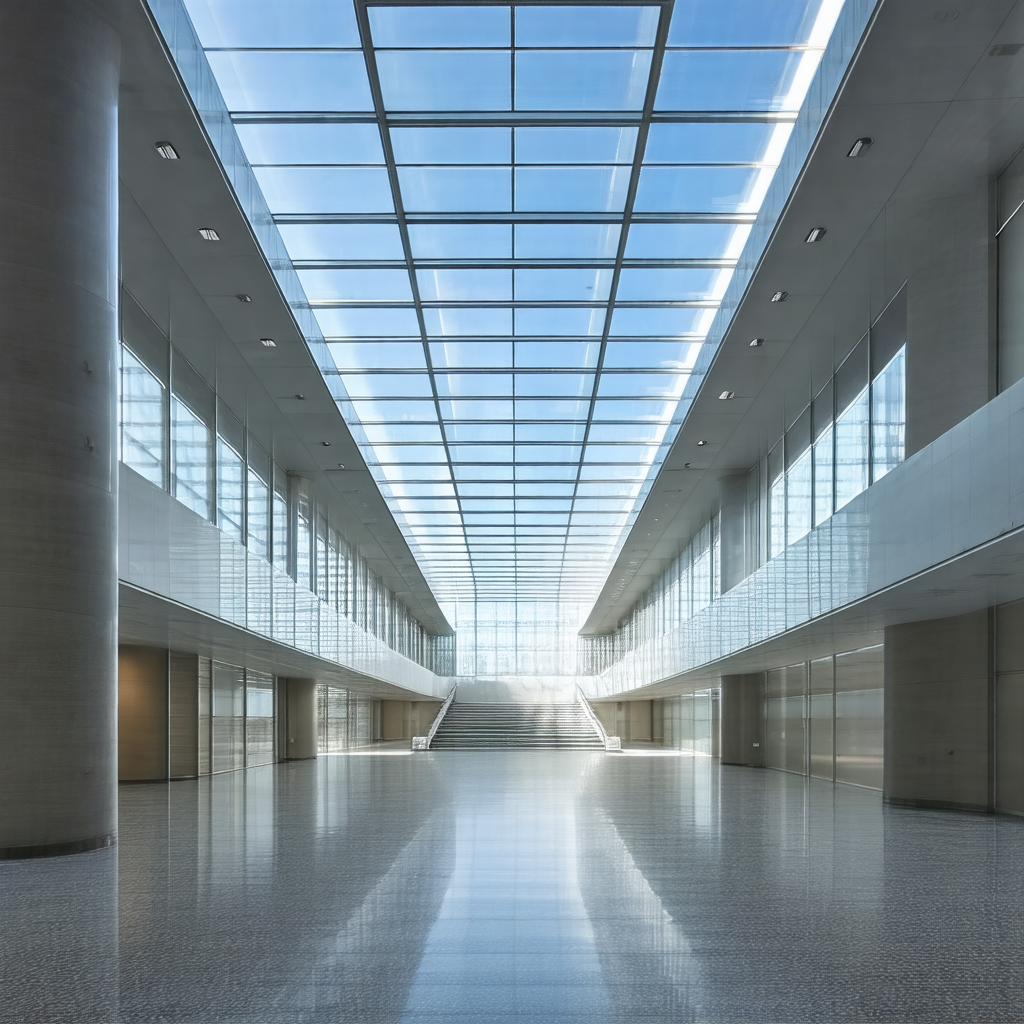 Large, open, and brightly lit building with a high ceiling