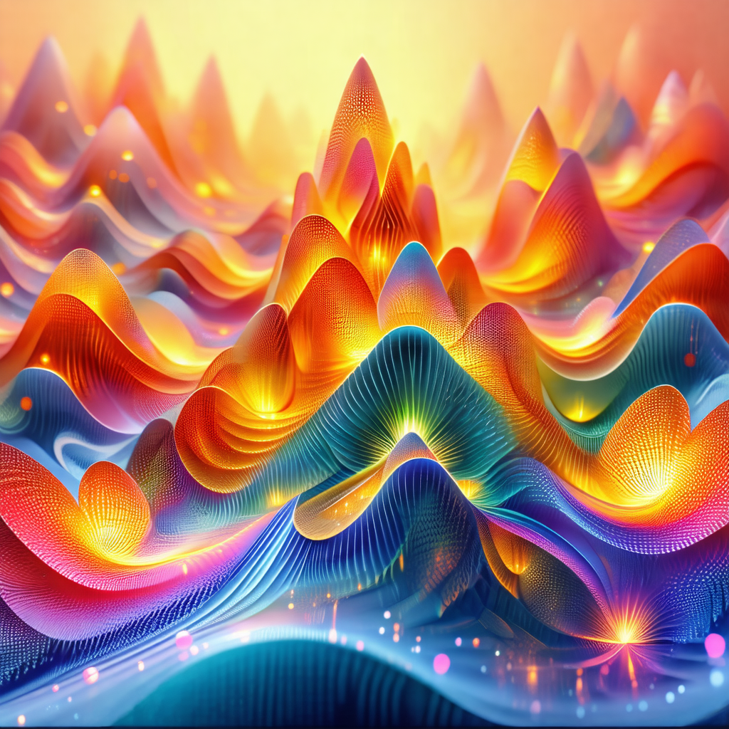 Colorful and vibrant painting of a mountain range