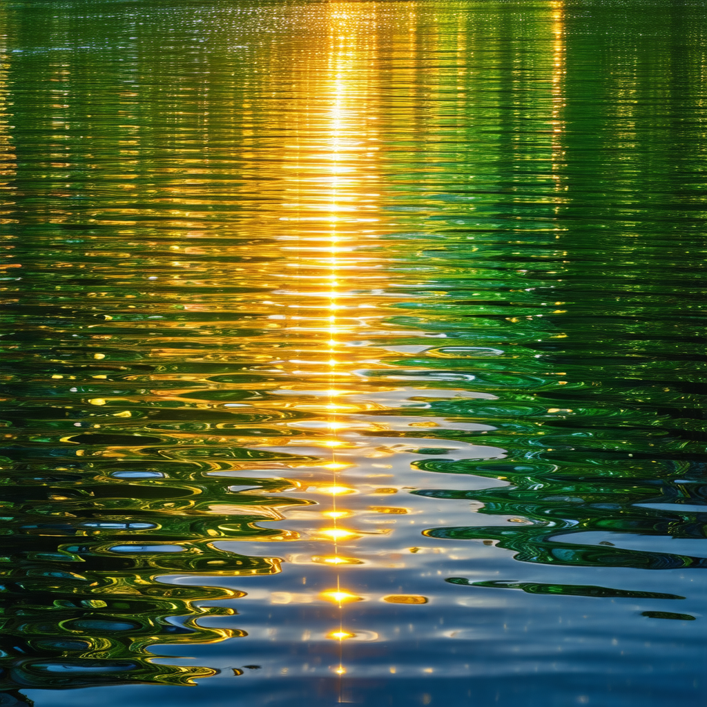 Serene lake with a beautiful sunset in the background
