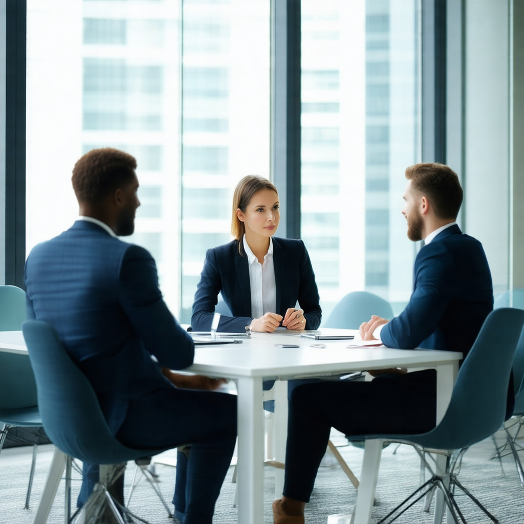 Business meeting taking place in a conference room