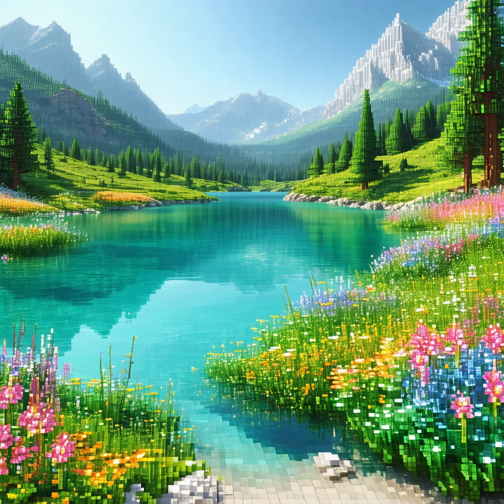 Painting of a beautiful landscape featuring a large body ...
