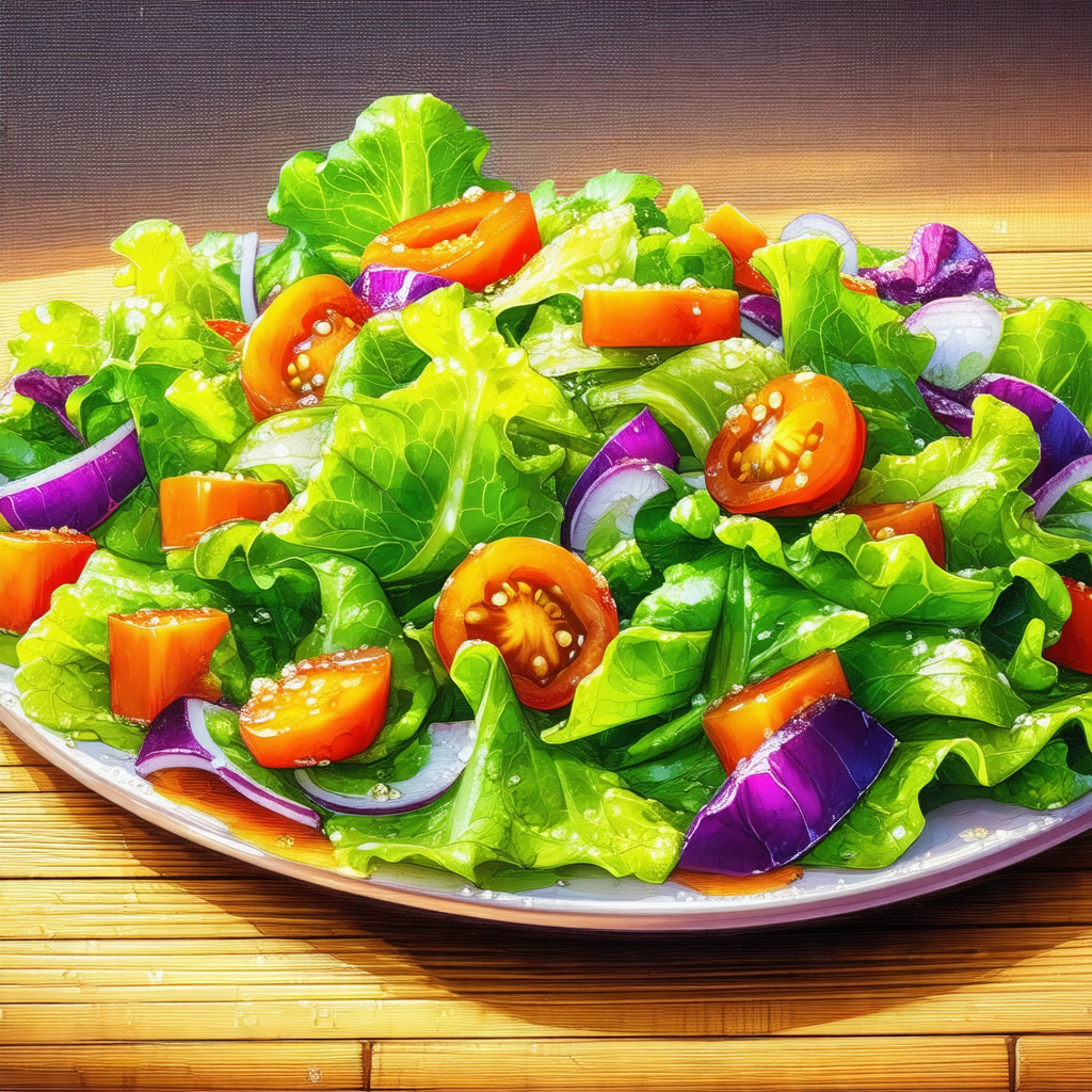 Large salad served on a white plate