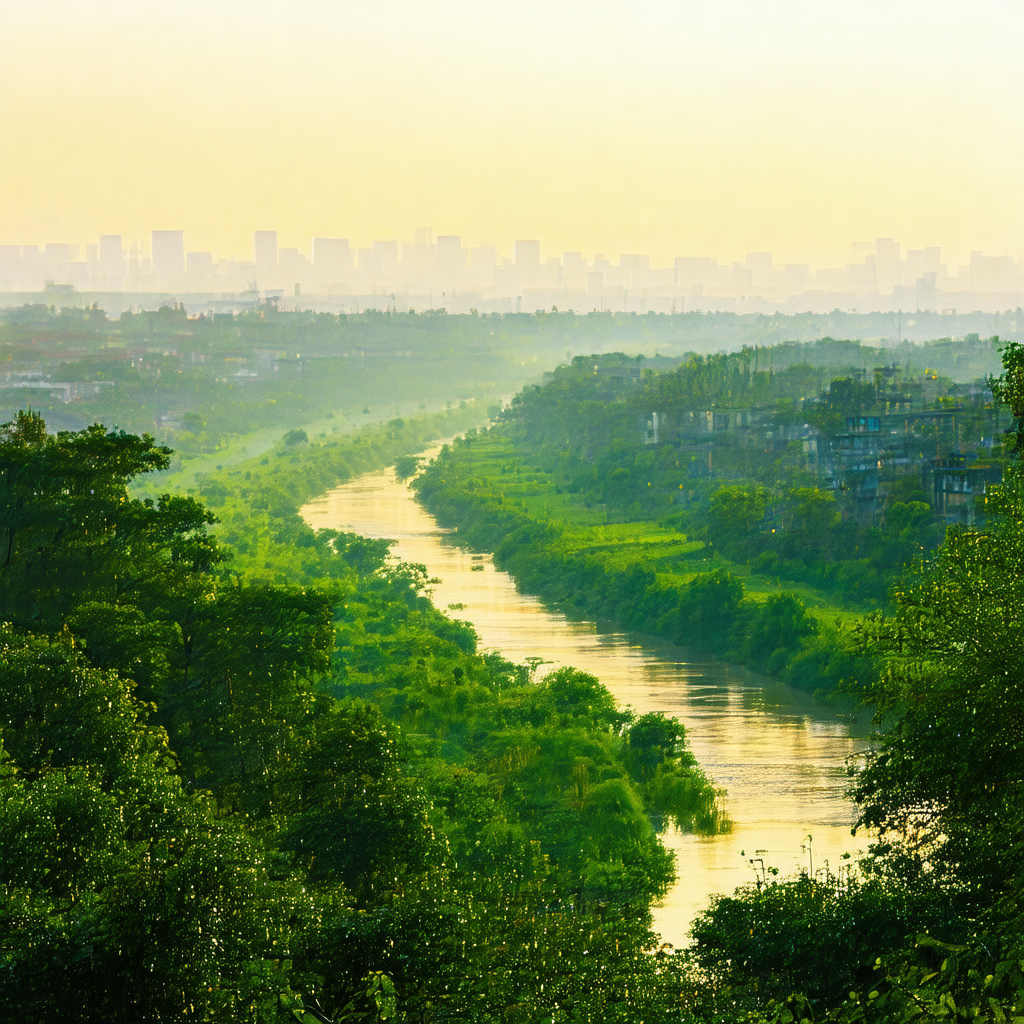 Beautiful view of a river flowing through a lush green fo...