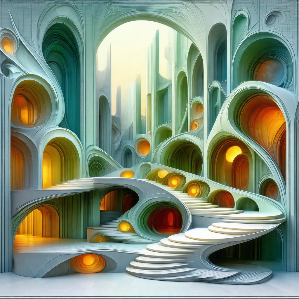 Three-dimensional, computer-generated model of a staircase
