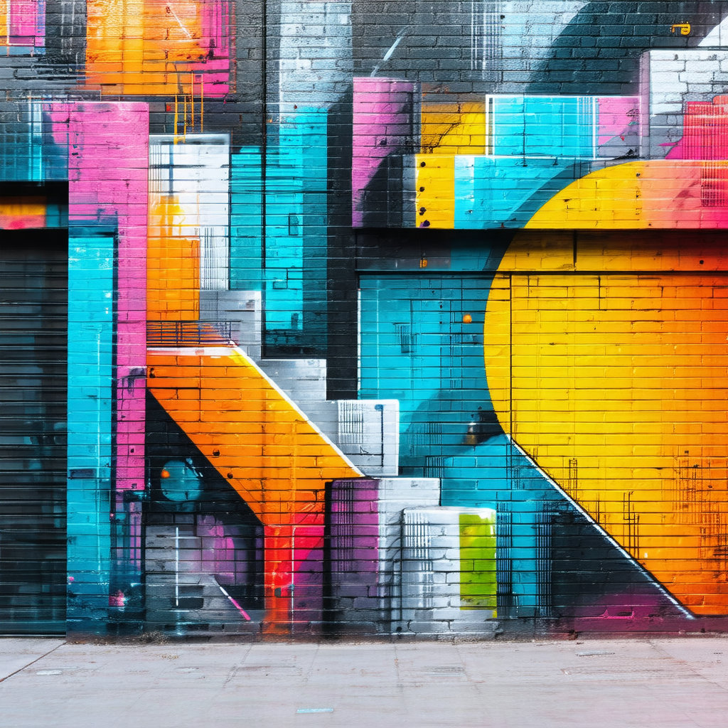 Large, colorful mural painted on the side of a building