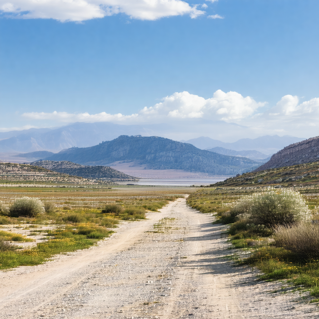 Dirt road that is surrounded by a beautiful landscape