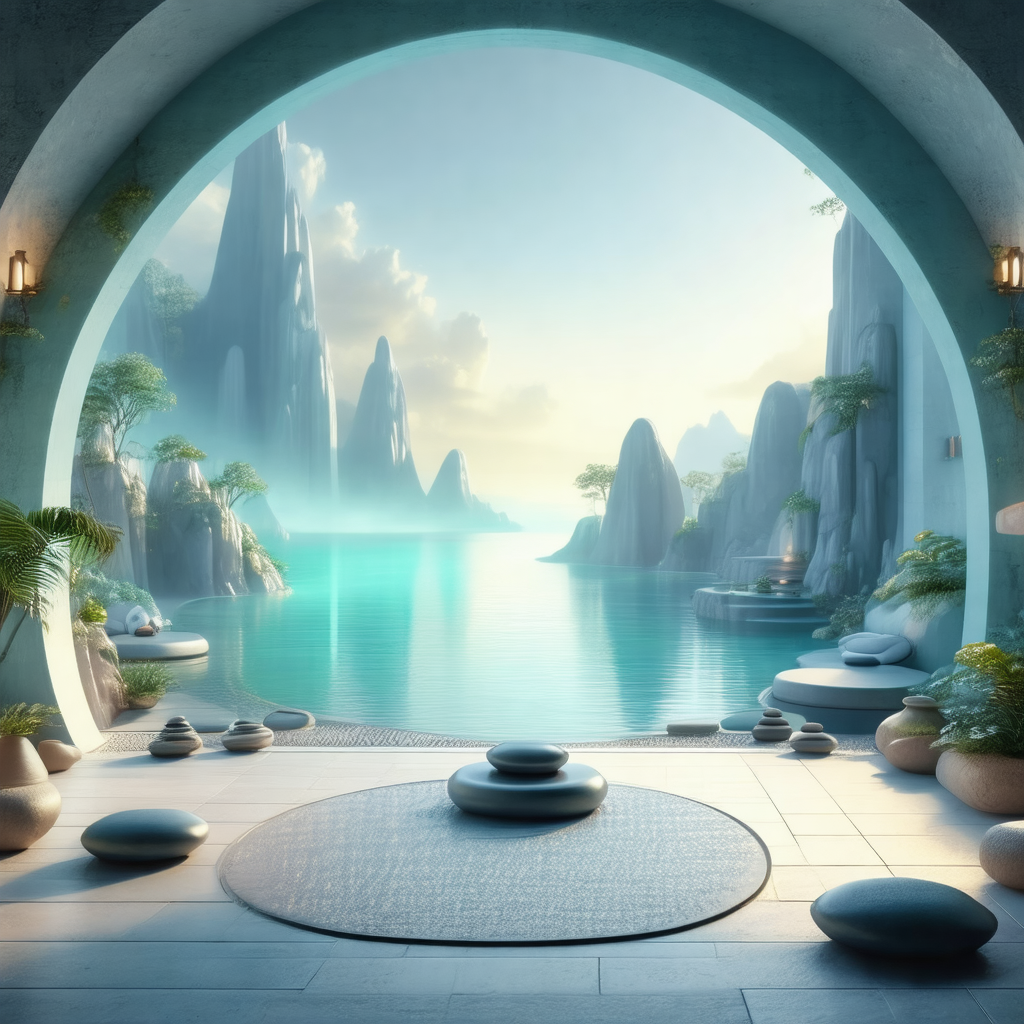 Computer-generated (cgi) scene of a serene environment, f...