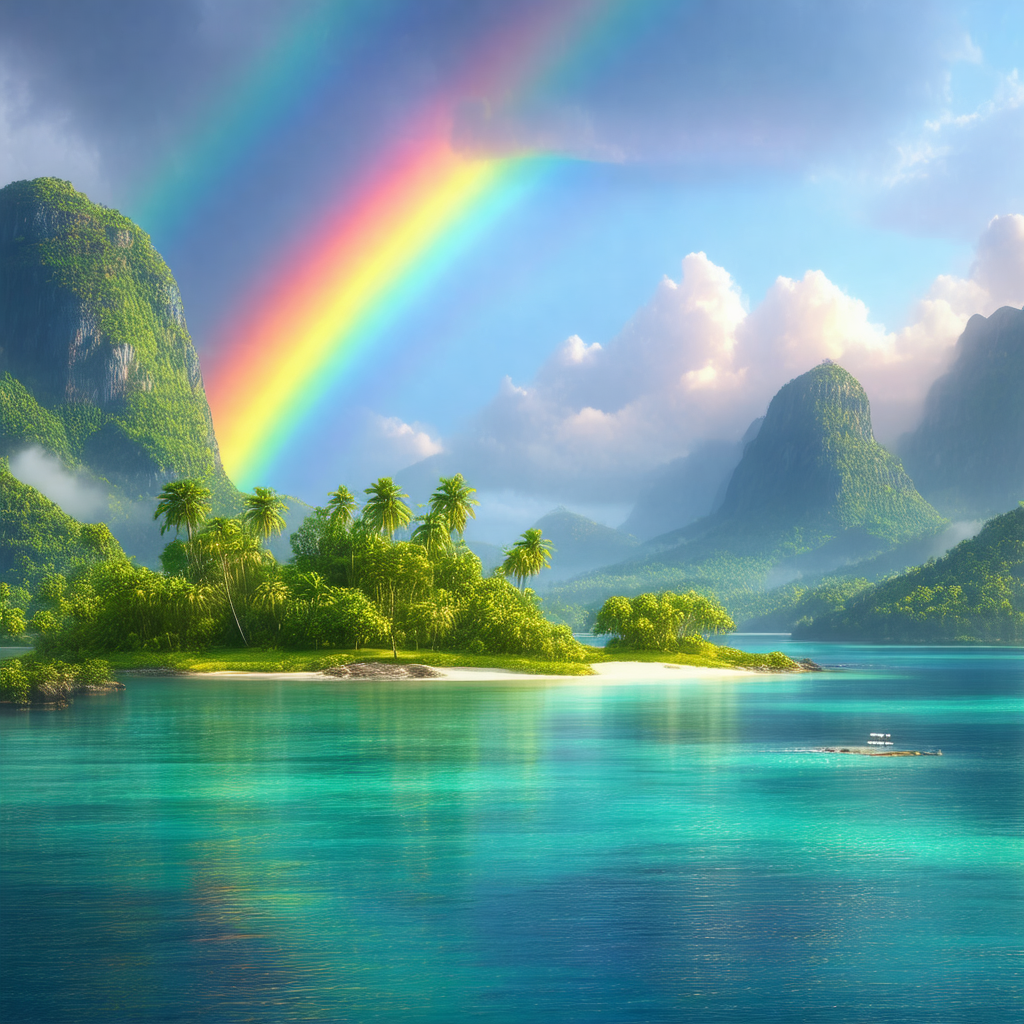 Beautiful tropical island with a lush green landscape