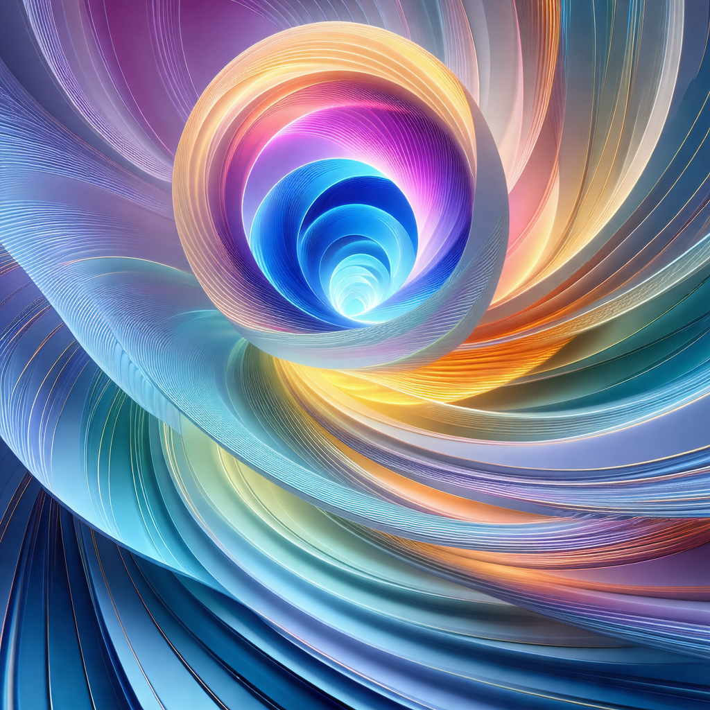 Colorful and abstract artwork featuring a spiral design