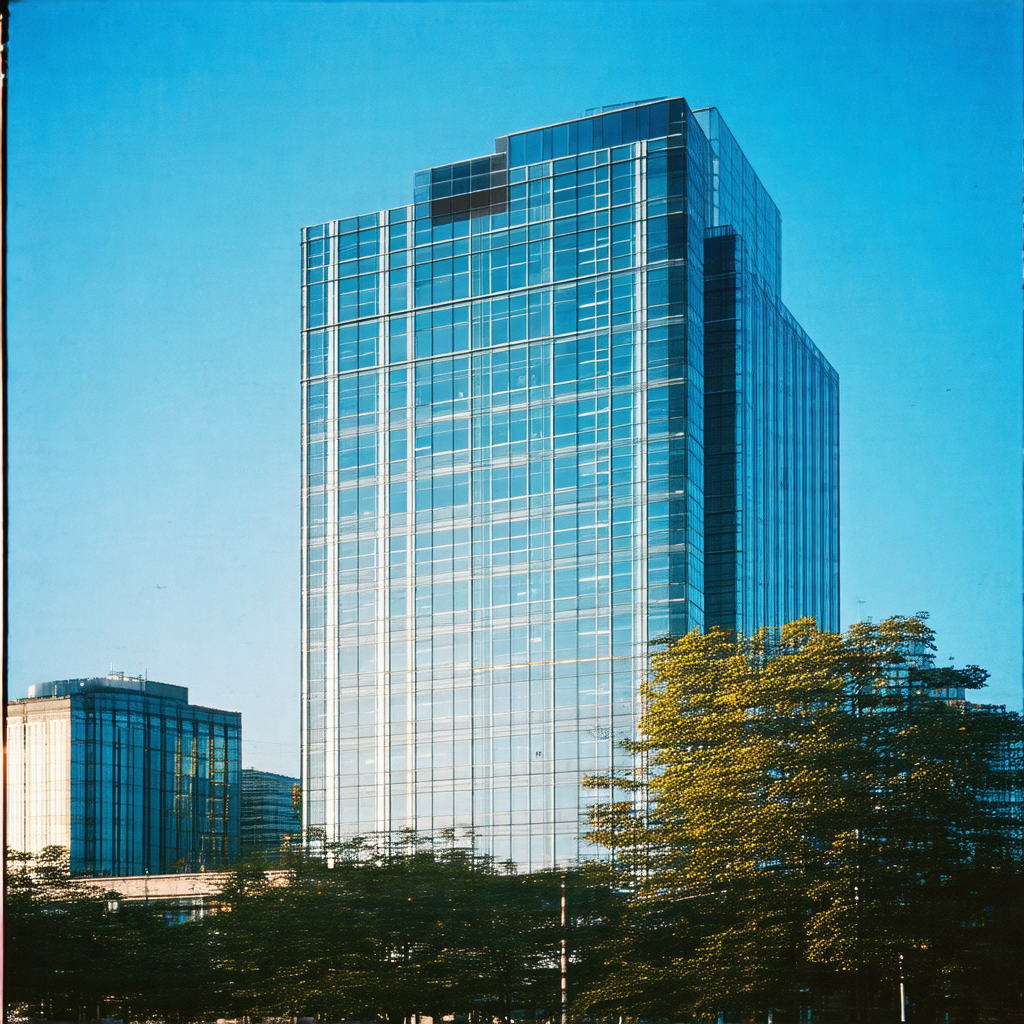 Large, modern building with many windows