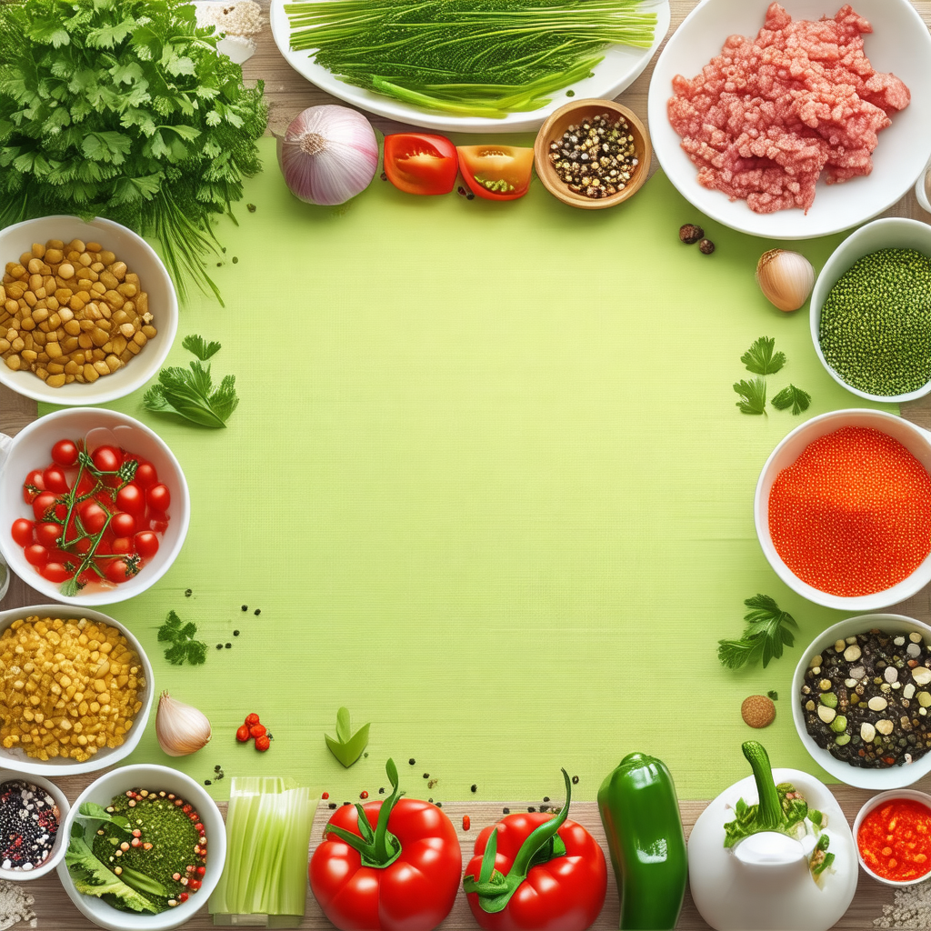 Dining table with a variety of food items arranged on it