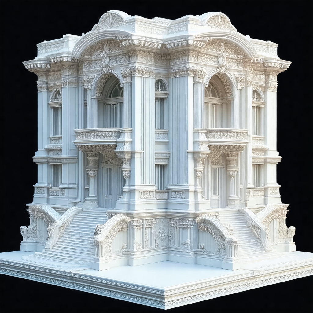 Large, intricately designed white building with a promine...