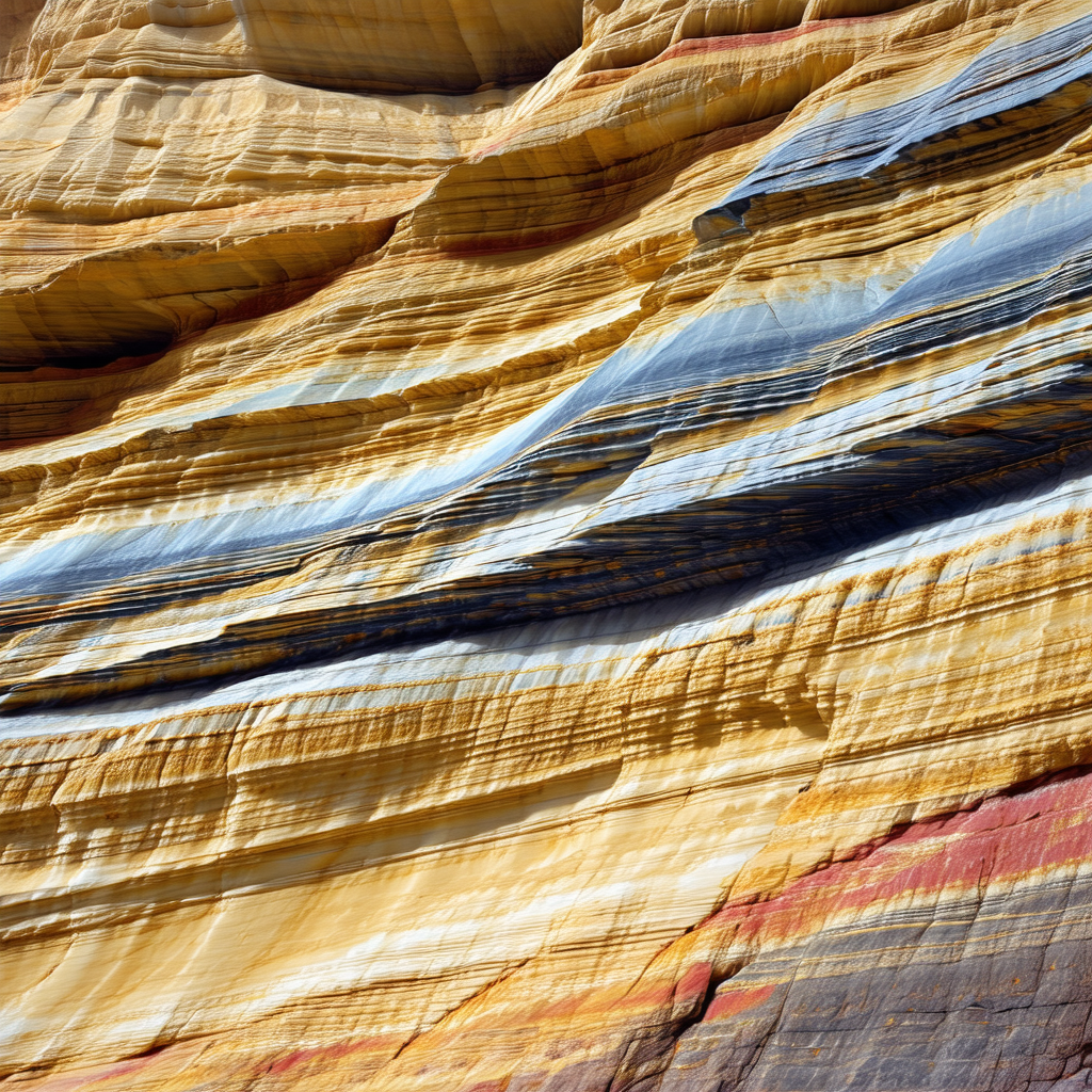 Large, colorful rock formation with a variety of colors, ...