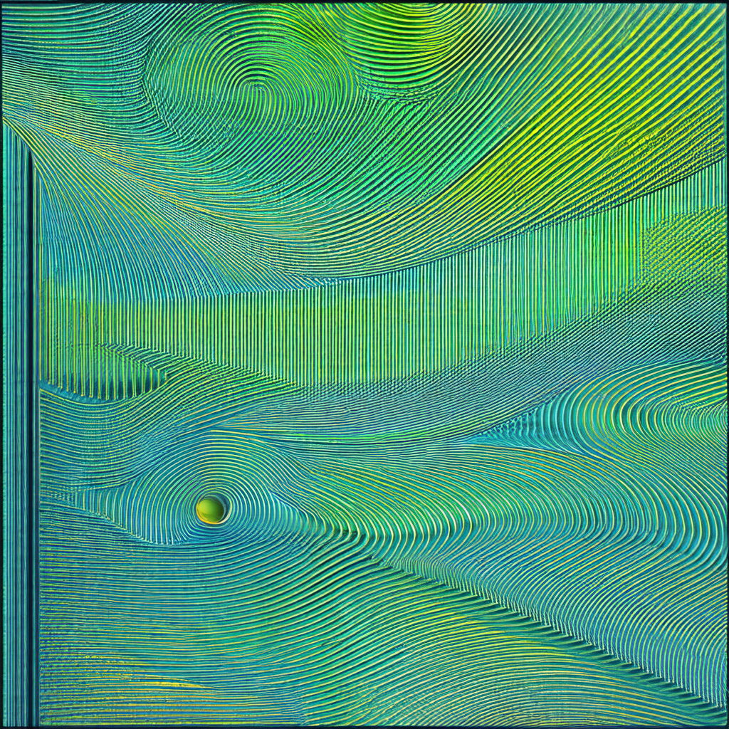 Blue and green swirling pattern, which appears to be a pa...
