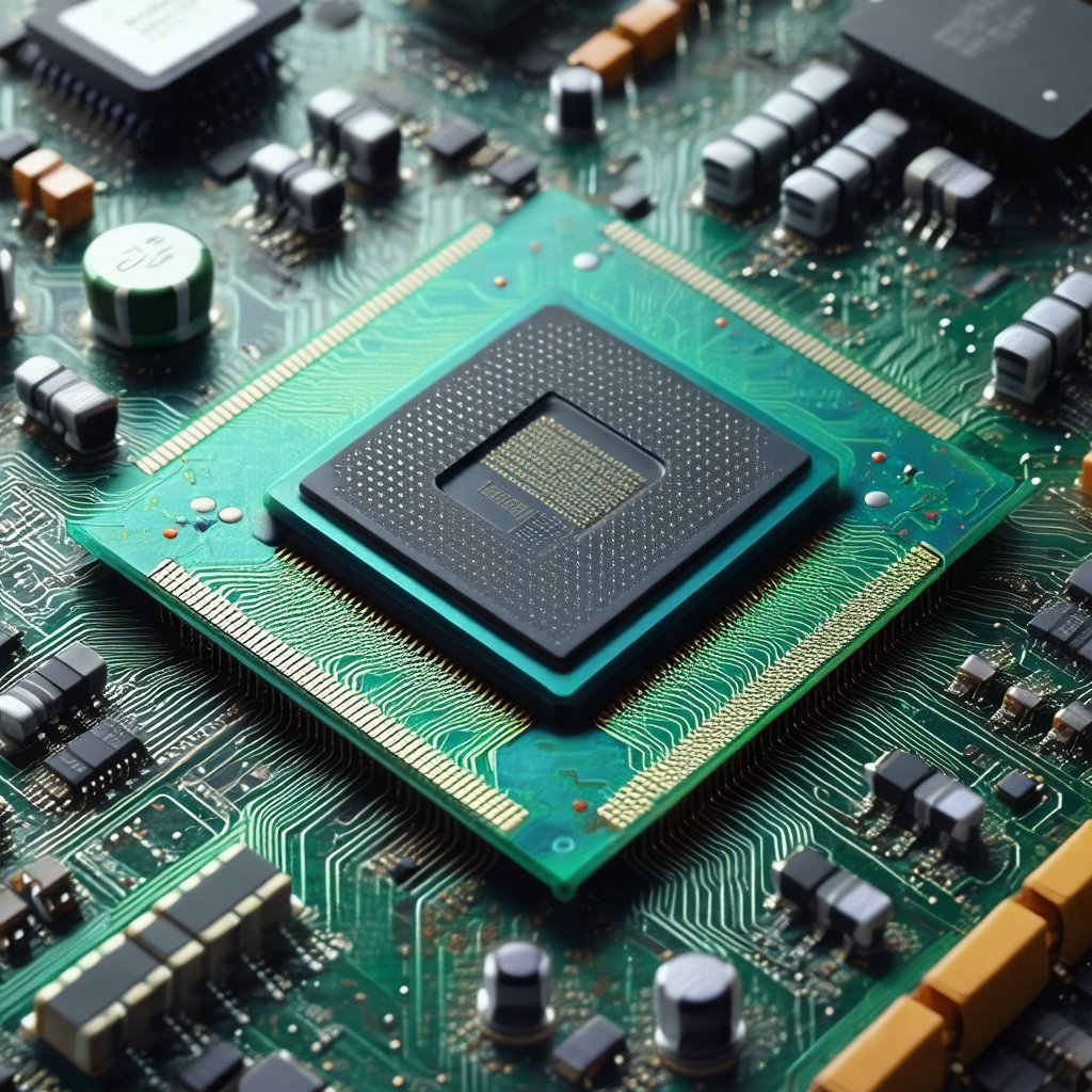 Close-up of a computer chip, which is the central compone...