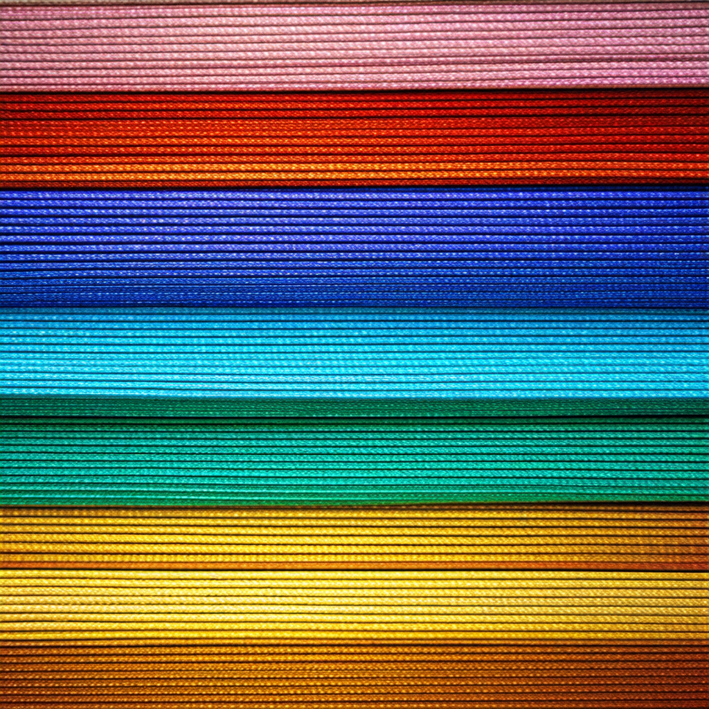Row of colorful ribbons, each with a different color