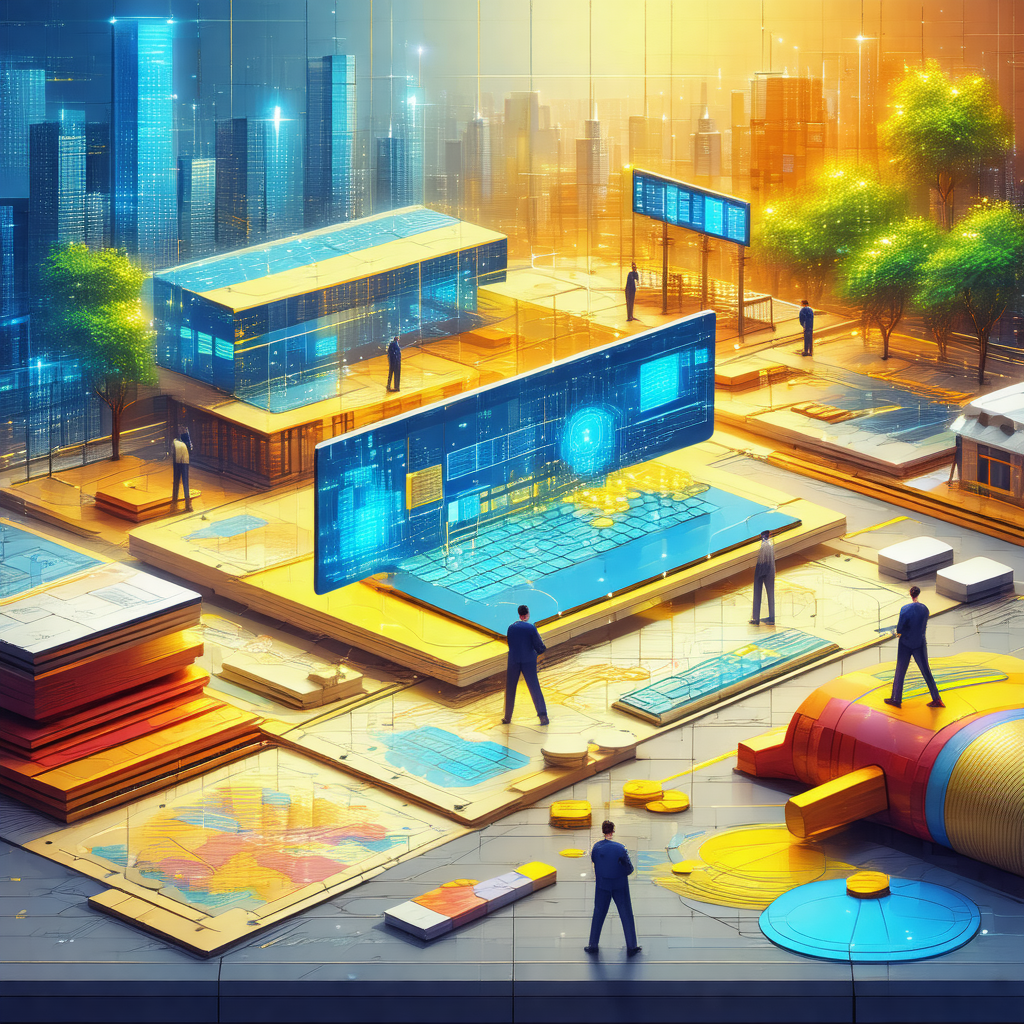 3d computer-generated illustration of a city with a large...