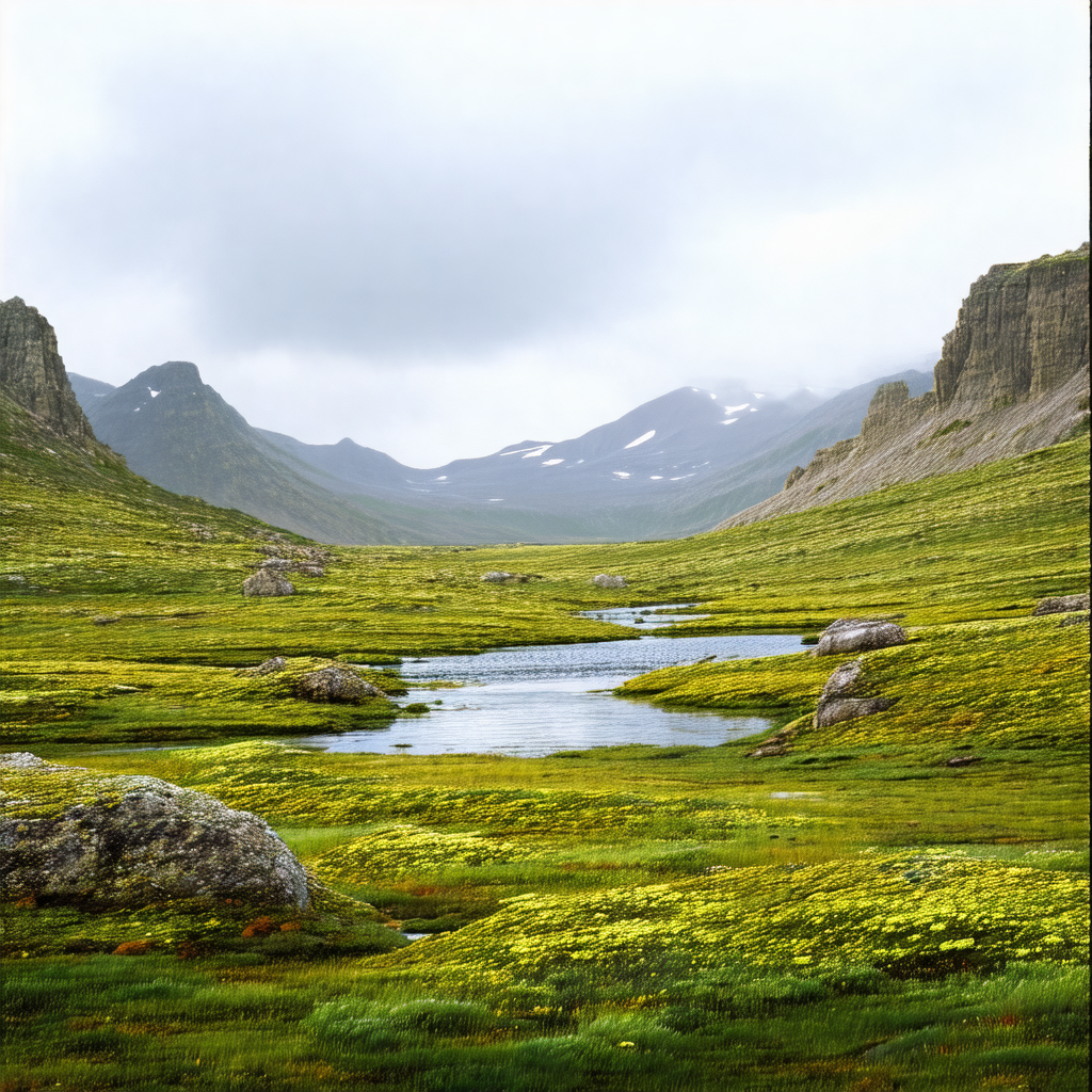 Beautiful landscape with a large body of water, possibly ...