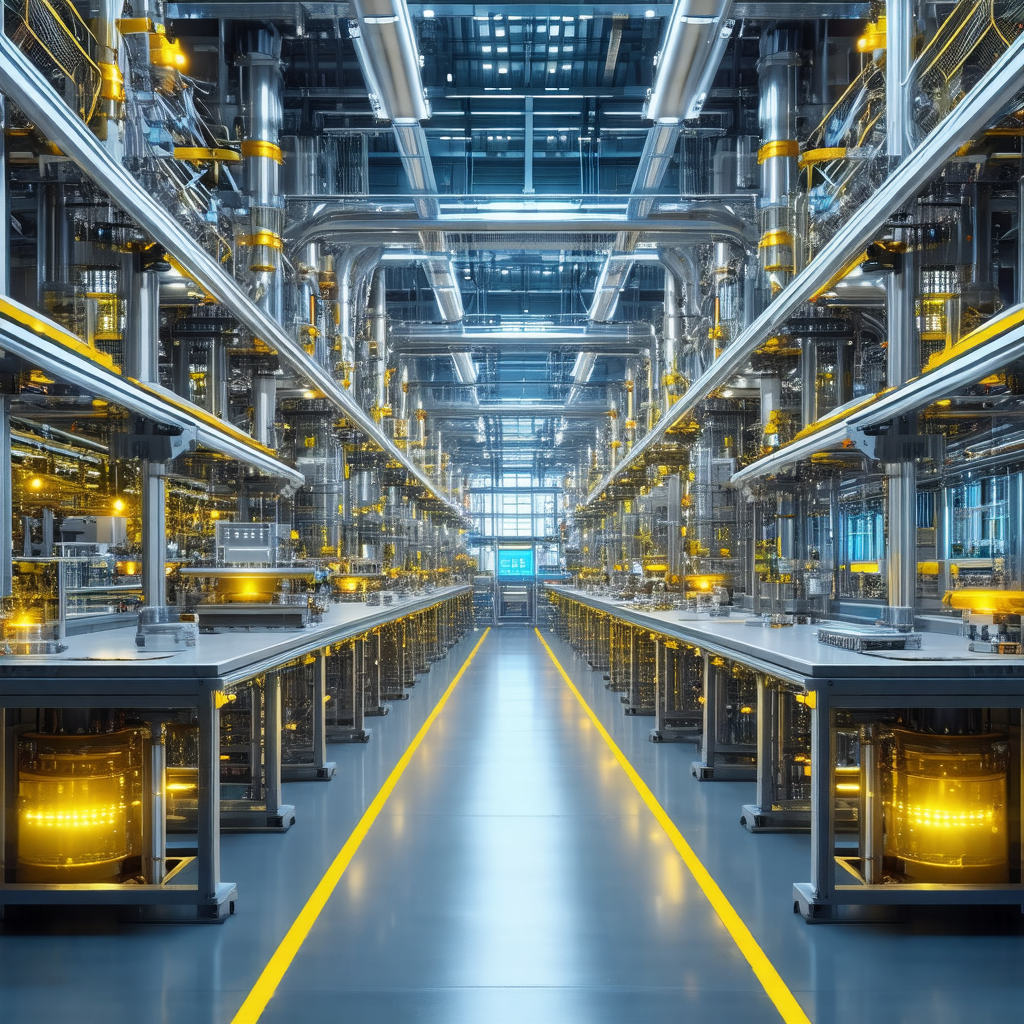 Large industrial building with a long row of identical ma...