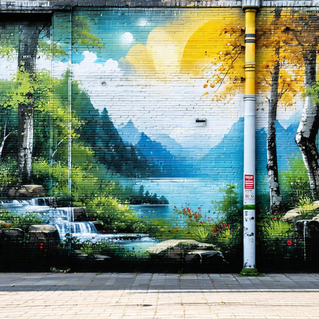 Large mural painted on the side of a building