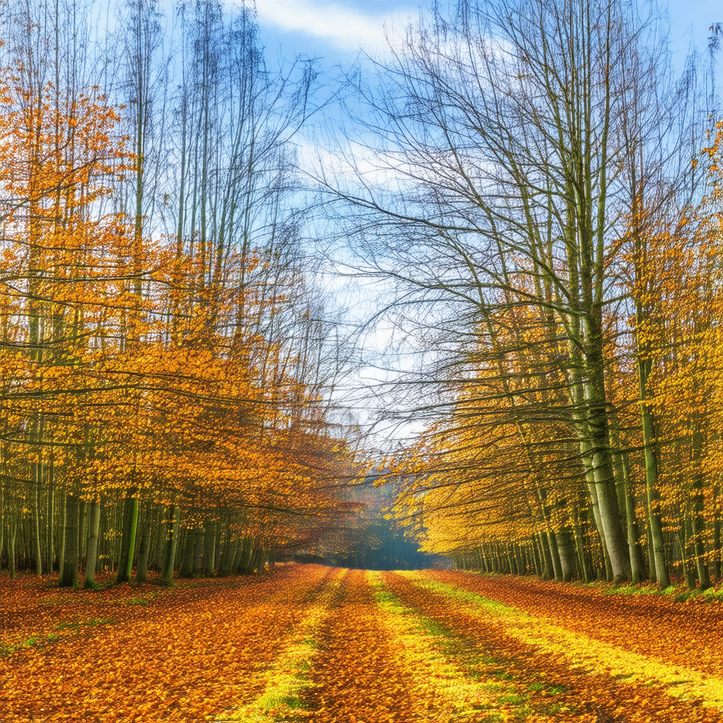 Long, narrow path surrounded by trees