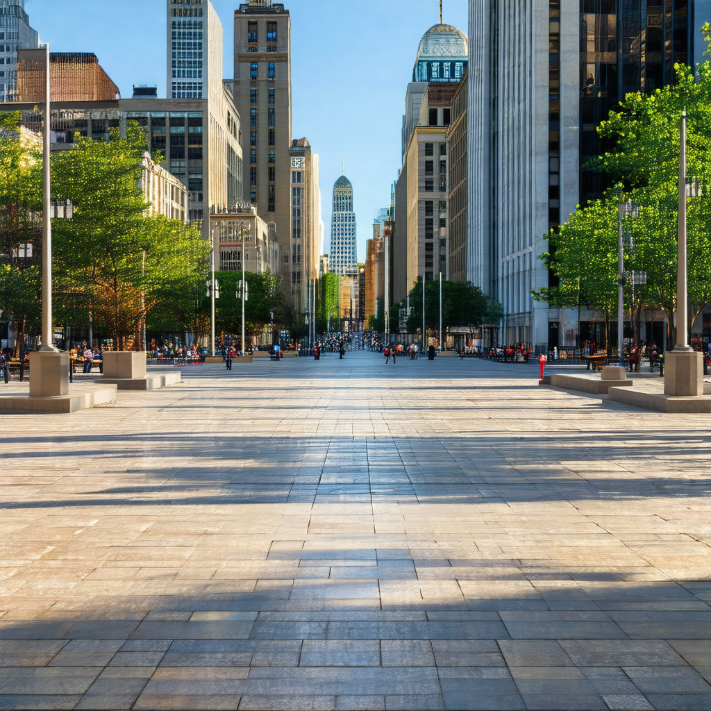 Bustling city street with a large number of people walkin...