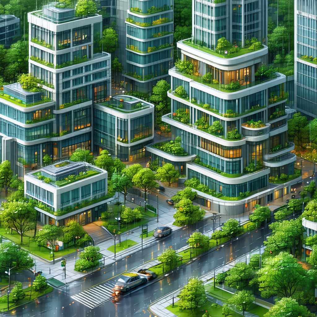 Computer-generated (cgi) depiction of a city with a large...